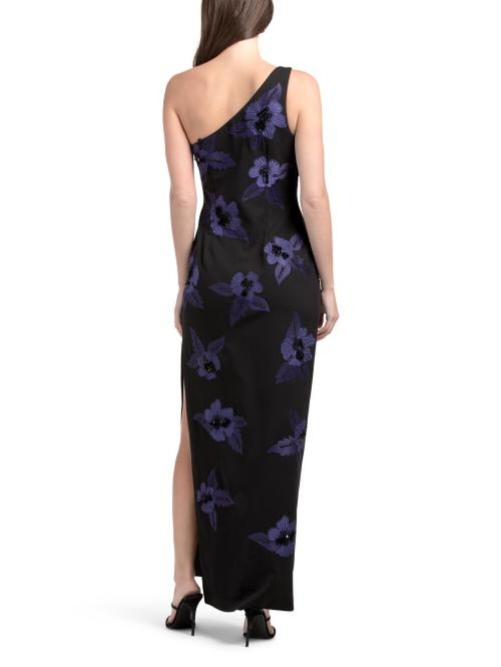 AIDAN MATTOX One Shoulder Floral Embellished Gown - Picture 2 of 5
